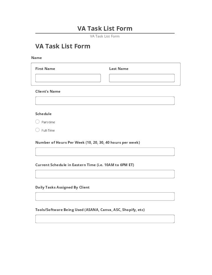 Incorporate VA Task List Form