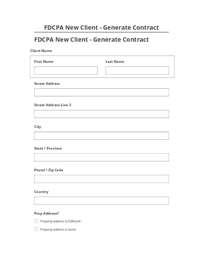Synchronize FDCPA New Client - Generate Contract with Salesforce