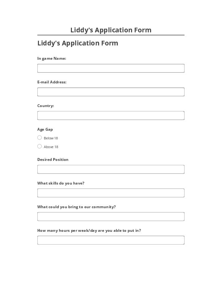 Incorporate Liddy's Application Form in Netsuite