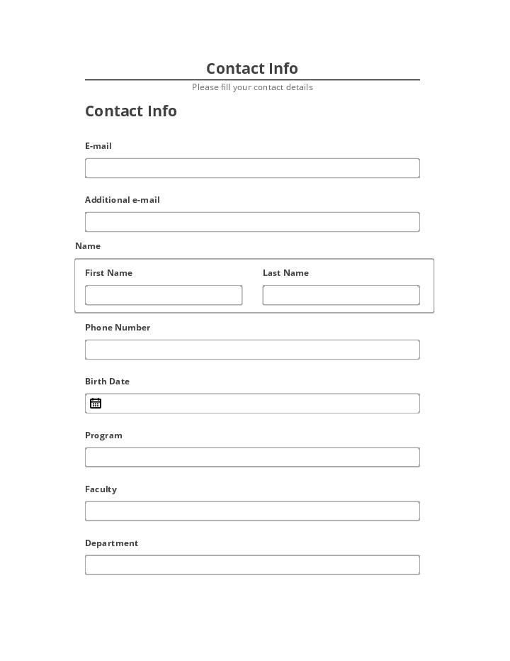 Arrange Contact Info