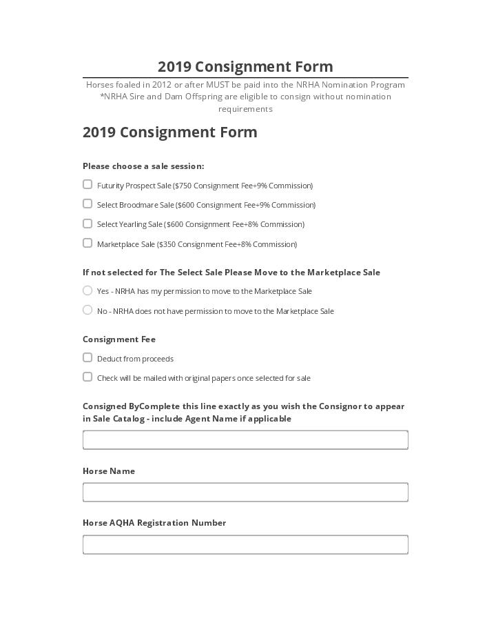 Integrate 2019 Consignment Form with Salesforce