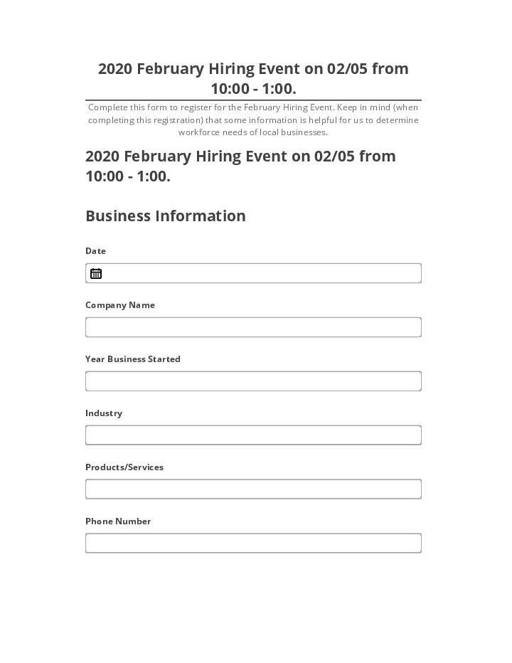 Synchronize 2020 February Hiring Event on 02/05 from 10:00 - 1:00. with Salesforce