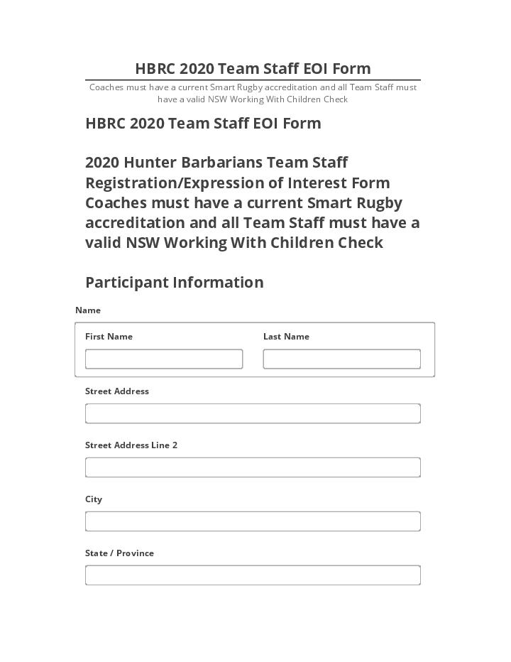 Incorporate HBRC 2020 Team Staff EOI Form in Netsuite