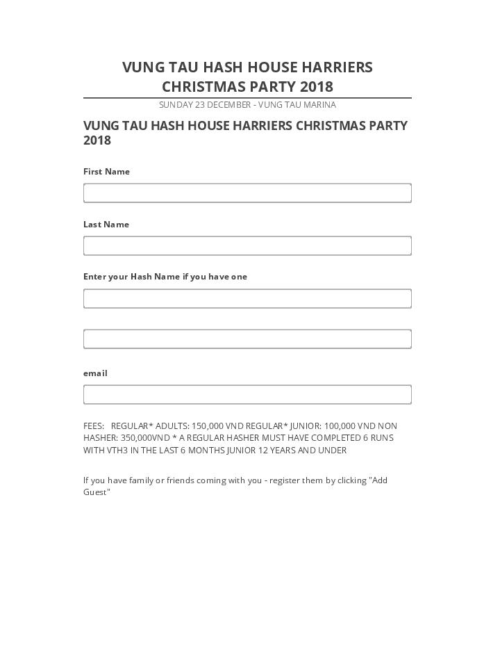 Pre-fill VUNG TAU HASH HOUSE HARRIERS CHRISTMAS PARTY 2018 from Salesforce
