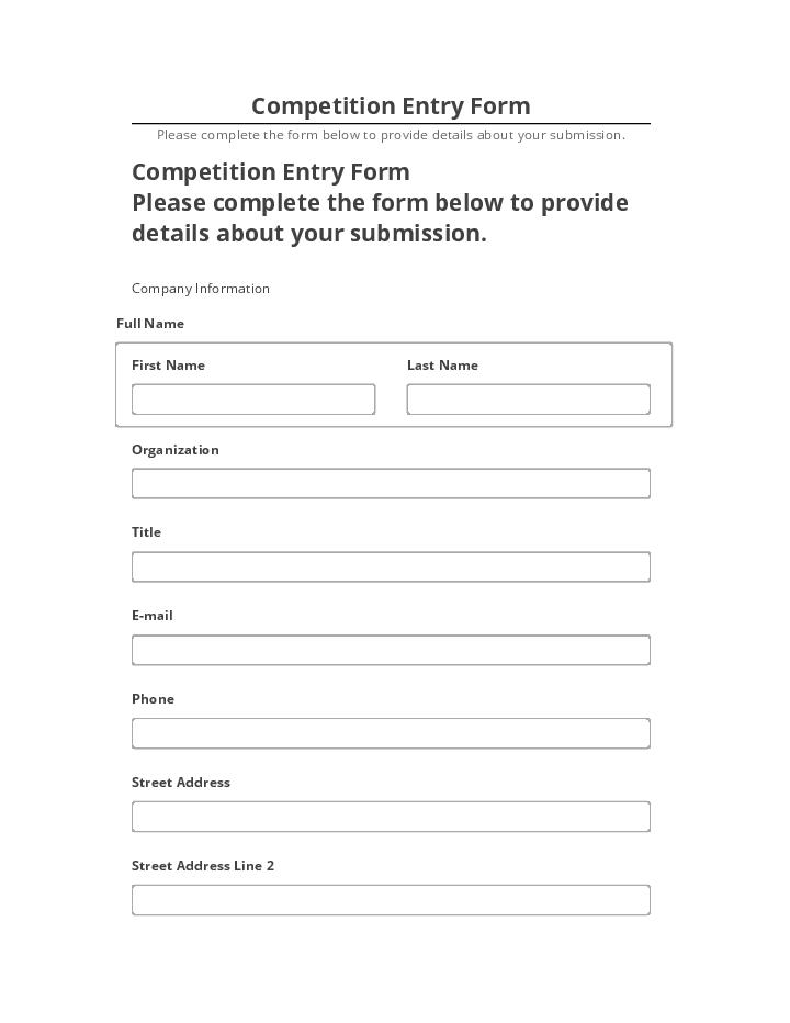 Arrange Competition Entry Form in Netsuite