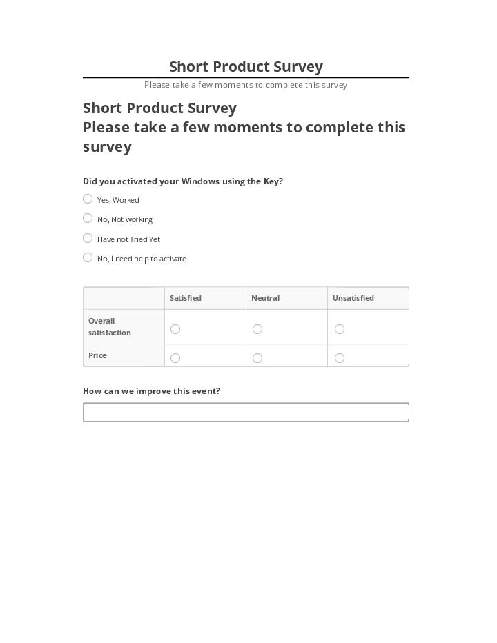 Incorporate Short Product Survey in Salesforce