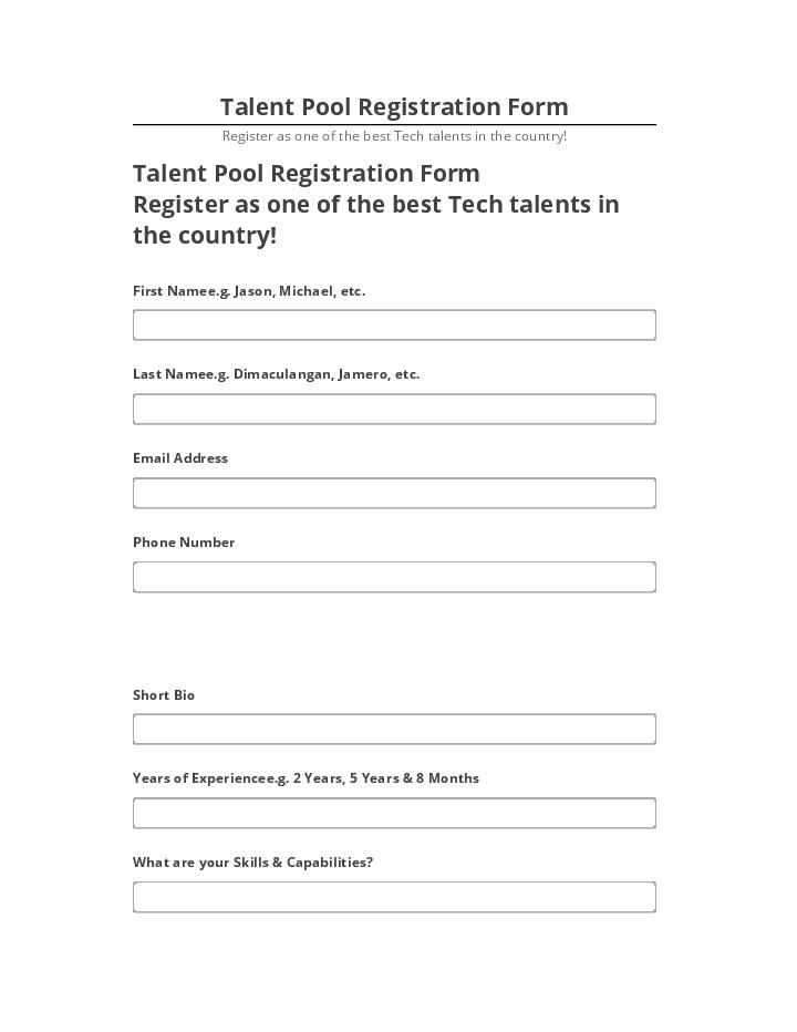 Arrange Talent Pool Registration Form in Microsoft Dynamics