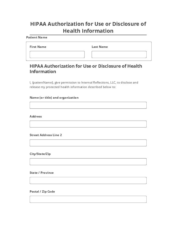Arrange HIPAA Authorization for Use or Disclosure of Health Information