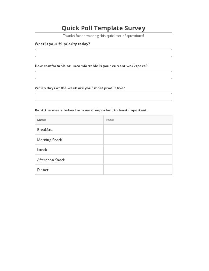 Synchronize Quick Poll Template Survey with Salesforce