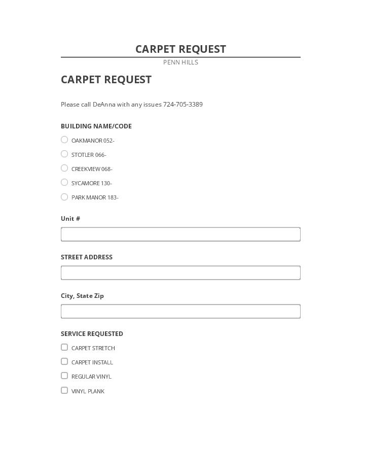 Extract CARPET REQUEST from Salesforce