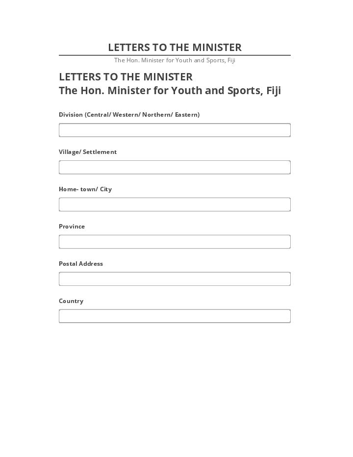 Pre-fill LETTERS TO THE MINISTER from Netsuite