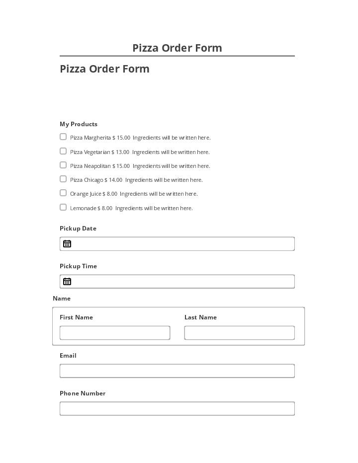 Extract Pizza Order Form from Netsuite
