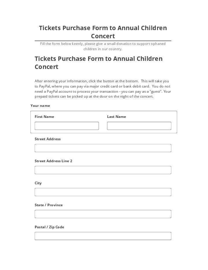 Update Tickets Purchase Form to Annual Children Concert from Netsuite