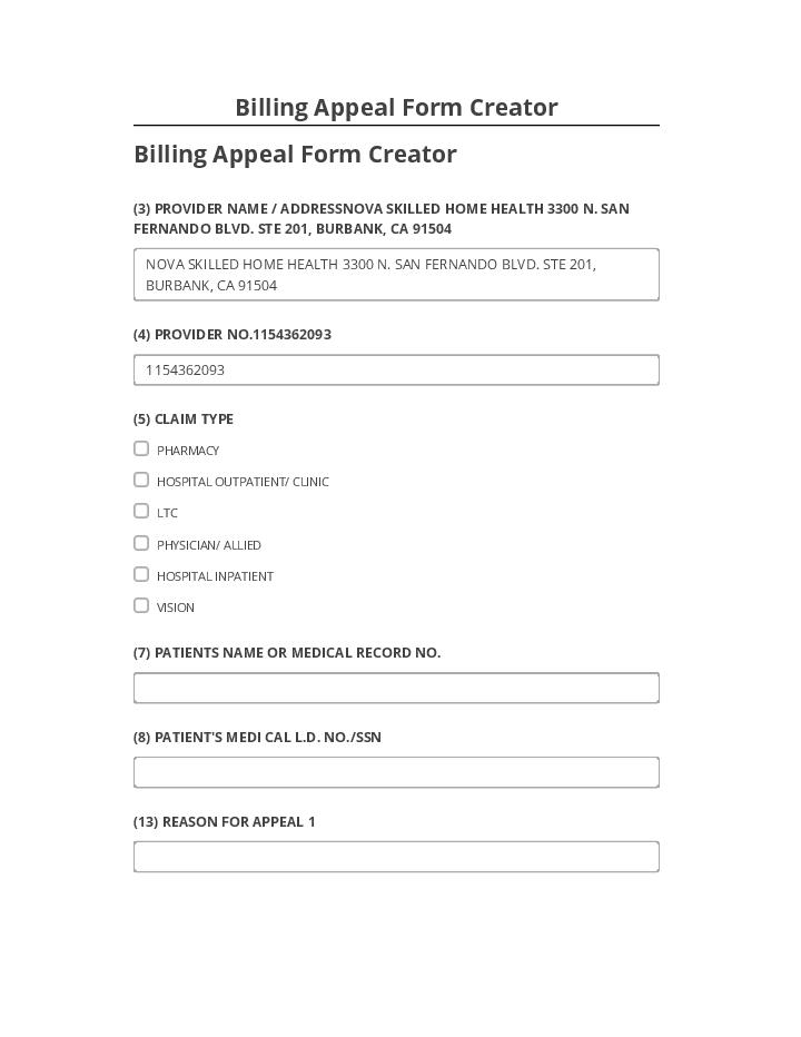 Extract Billing Appeal Form Creator from Salesforce