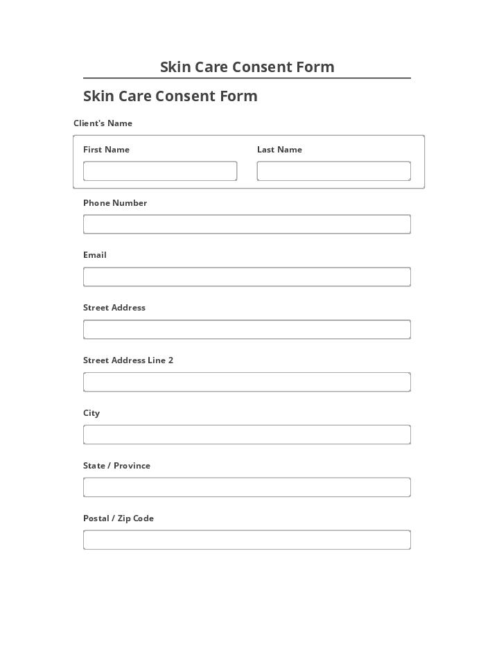 Arrange Skin Care Consent Form in Microsoft Dynamics