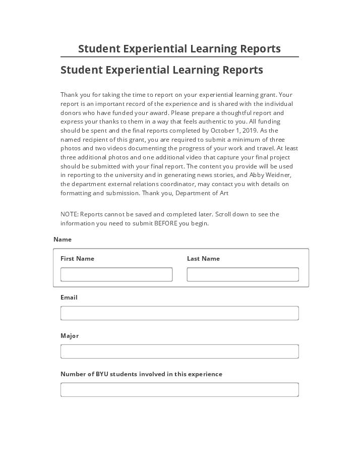 Pre-fill Student Experiential Learning Reports from Salesforce