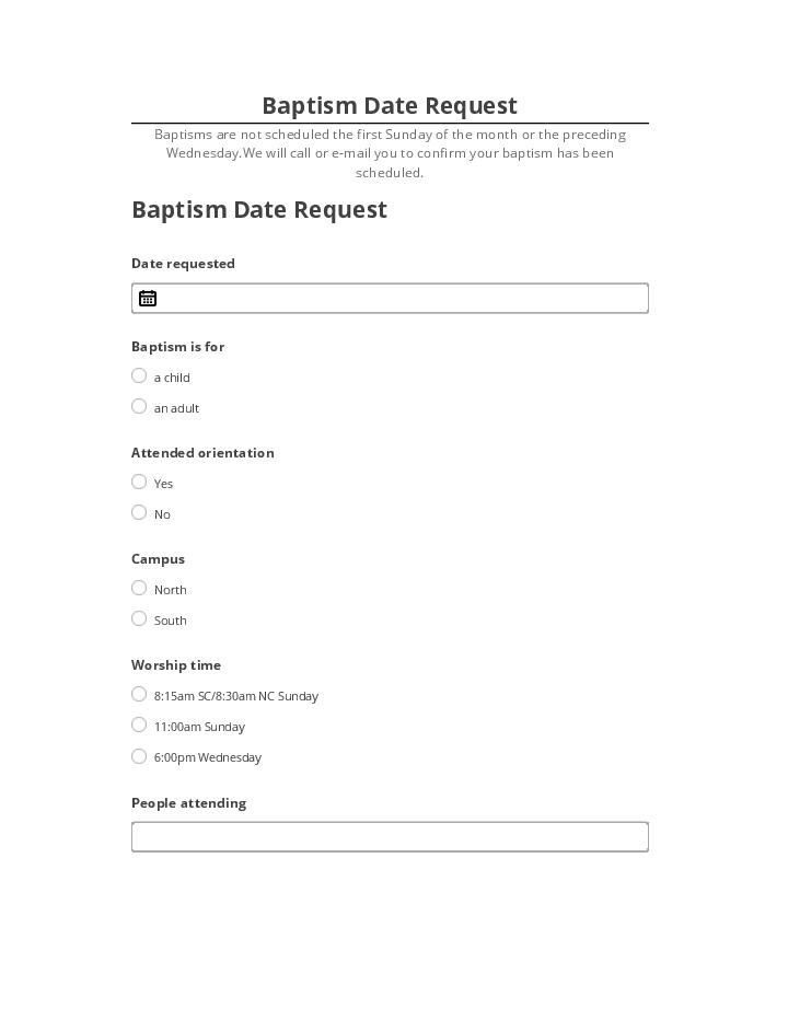 Arrange Baptism Date Request in Salesforce