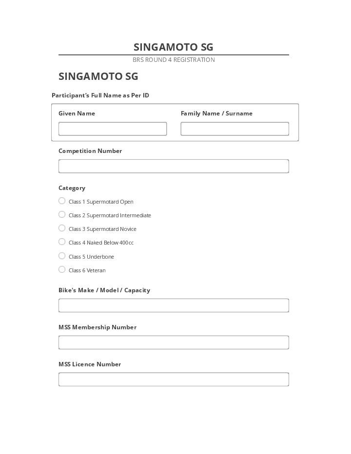 Pre-fill SINGAMOTO SG from Netsuite