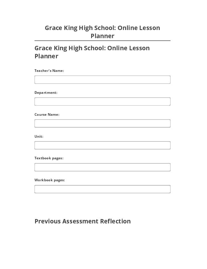 Export Grace King High School: Online Lesson Planner to Salesforce