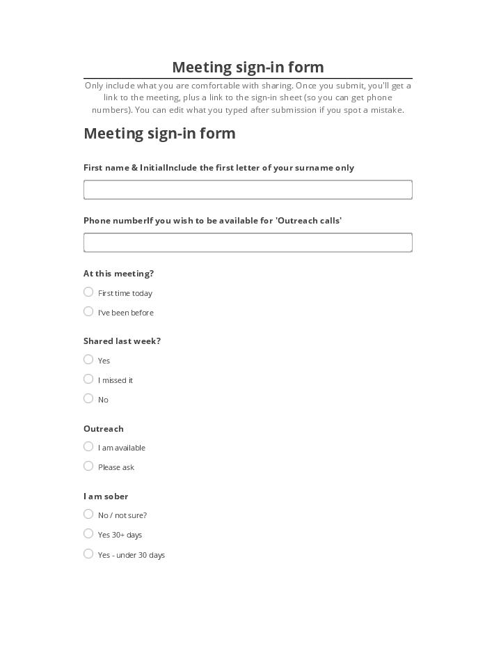 Synchronize Meeting sign-in form with Salesforce