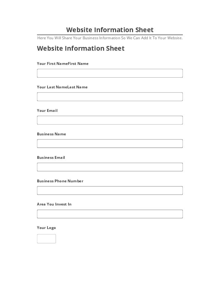 Extract Website Information Sheet
