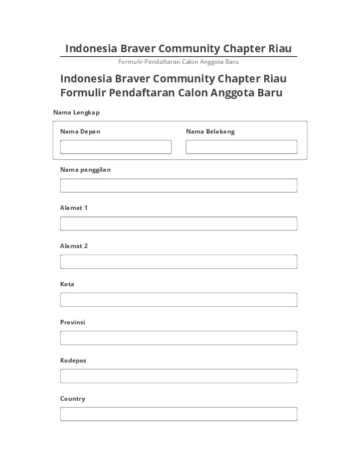 Pre-fill Indonesia Braver Community Chapter Riau from Microsoft Dynamics