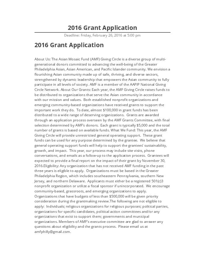 Automate 2016 Grant Application in Netsuite