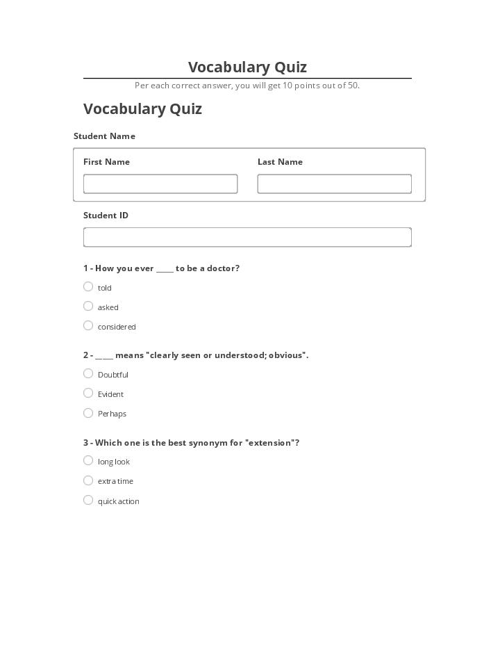 Integrate Vocabulary Quiz