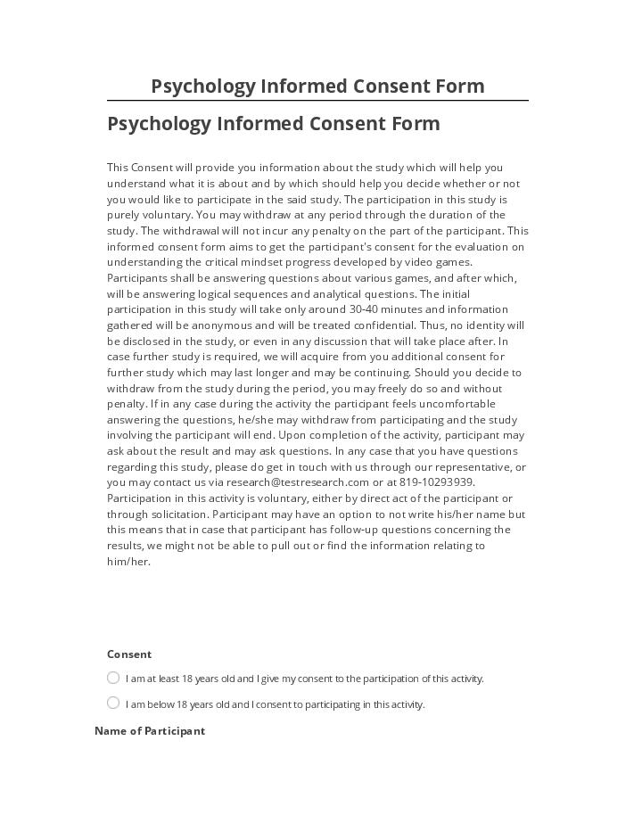 Manage Psychology Informed Consent Form in Salesforce