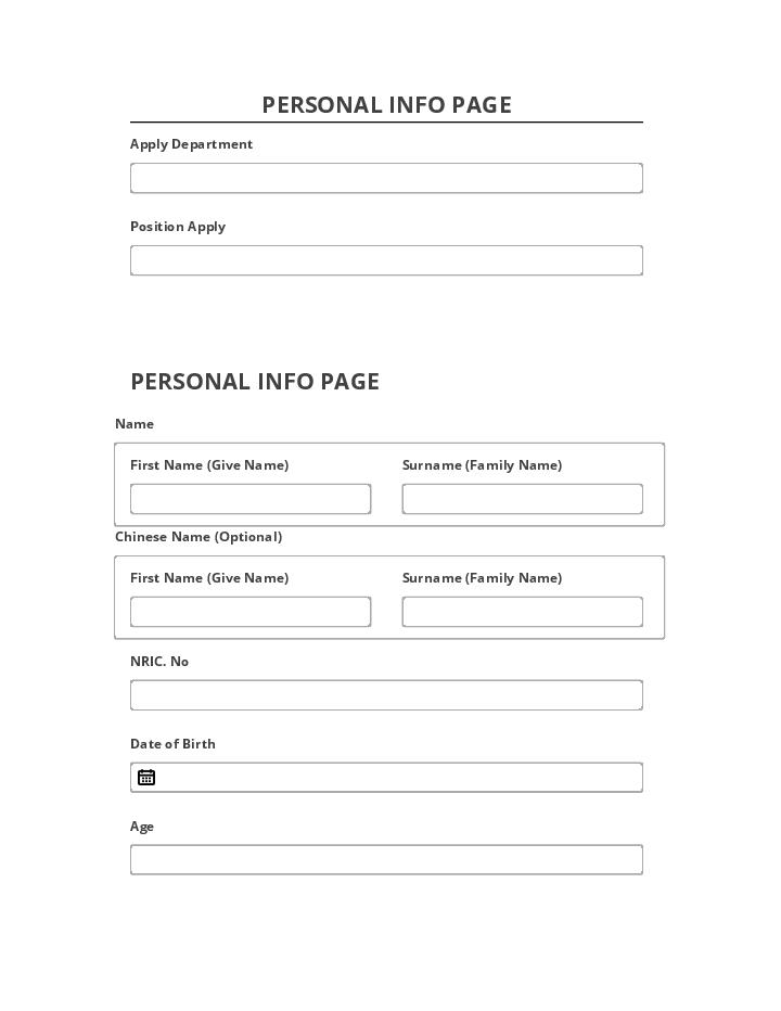 Synchronize PERSONAL INFO PAGE