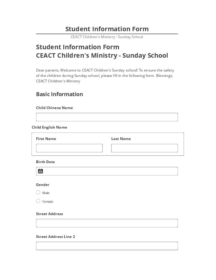 Manage Student Information Form