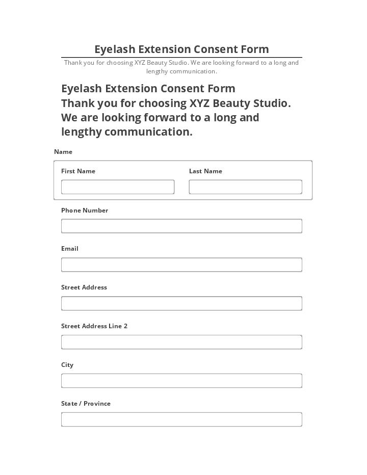Arrange Eyelash Extension Consent Form in Microsoft Dynamics