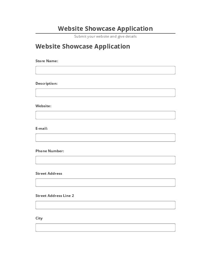 Export Website Showcase Application to Salesforce