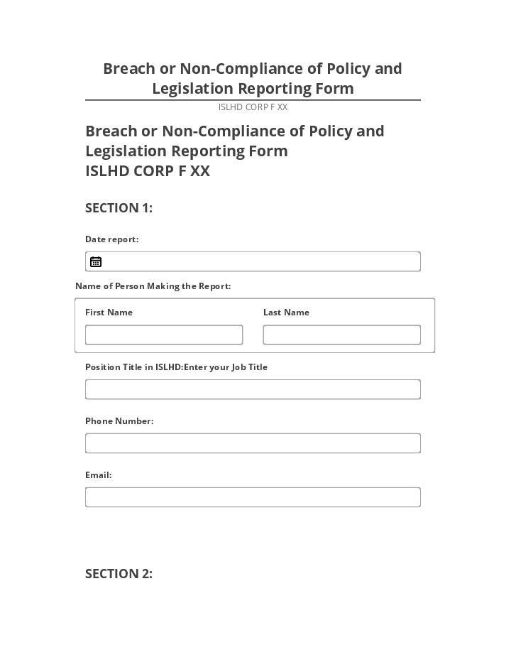 Automate Breach or Non-Compliance of Policy and Legislation Reporting Form in Microsoft Dynamics