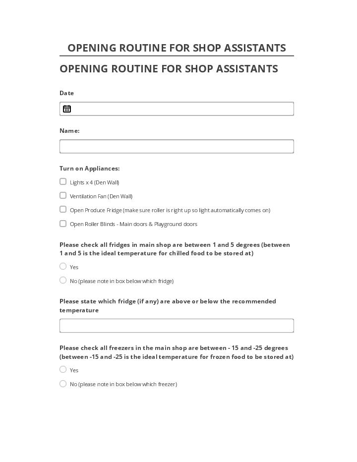 Pre-fill OPENING ROUTINE FOR SHOP ASSISTANTS from Netsuite