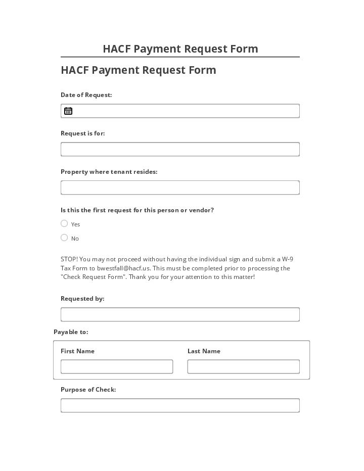Pre-fill HACF Payment Request Form from Salesforce