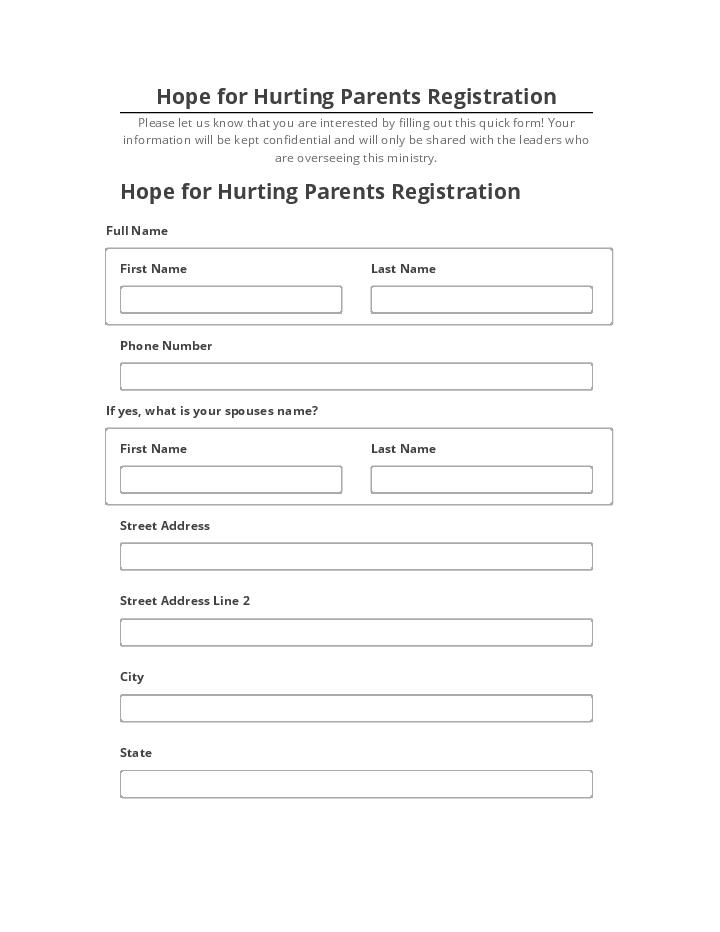 Pre-fill Hope for Hurting Parents Registration