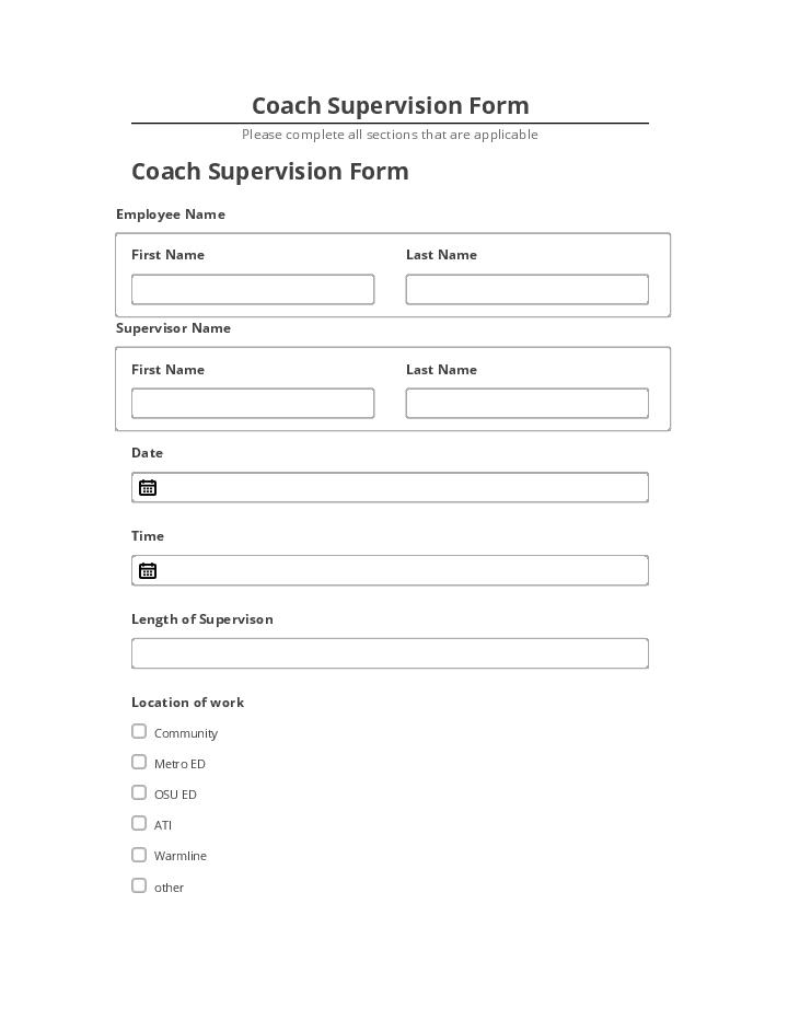 Arrange Coach Supervision Form