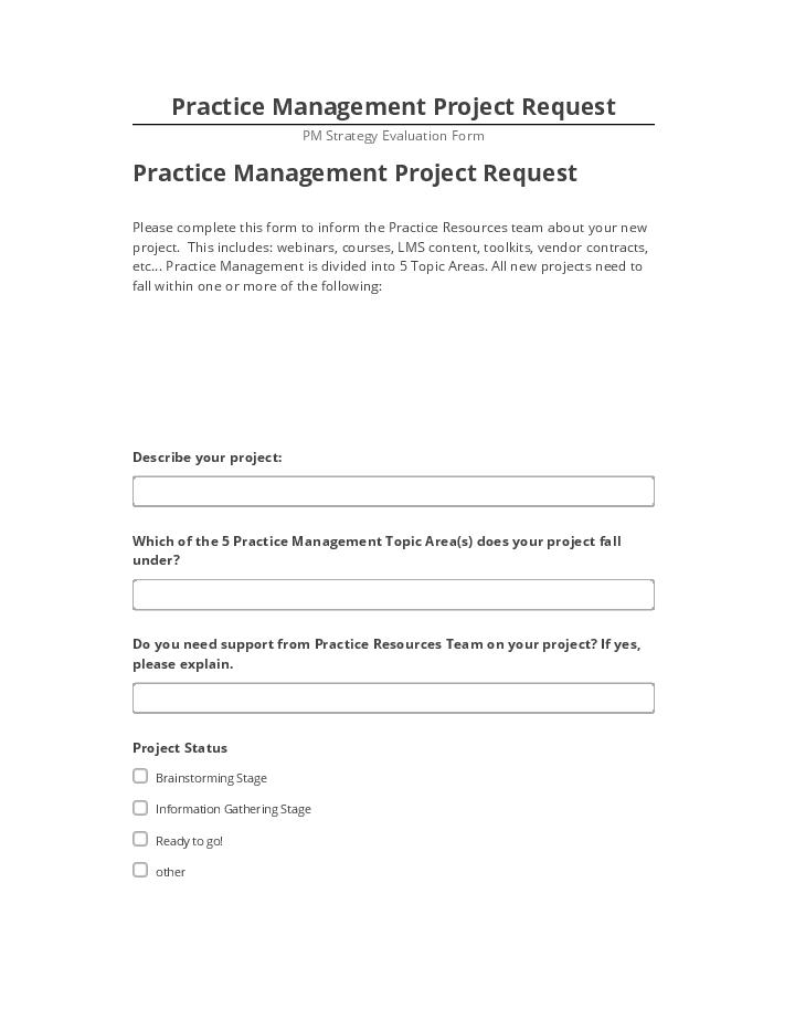 Pre-fill Practice Management Project Request from Salesforce