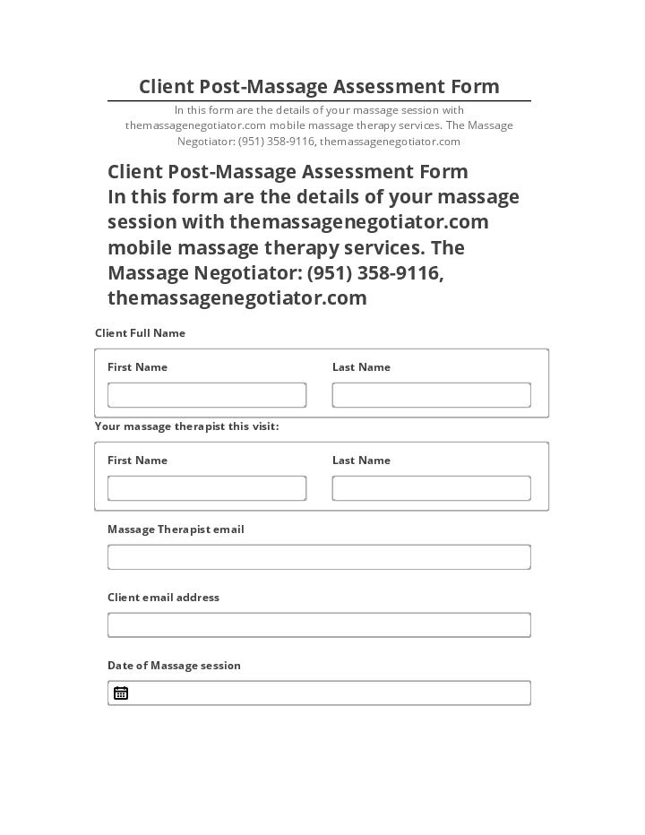 Pre-fill Client Post-Massage Assessment Form