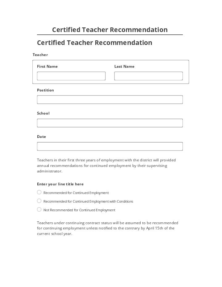Update Certified Teacher Recommendation from Microsoft Dynamics