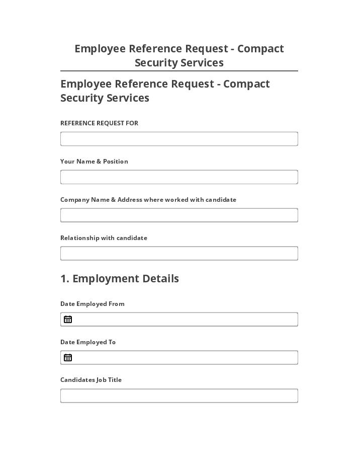 Pre-fill Employee Reference Request - Compact Security Services from Microsoft Dynamics
