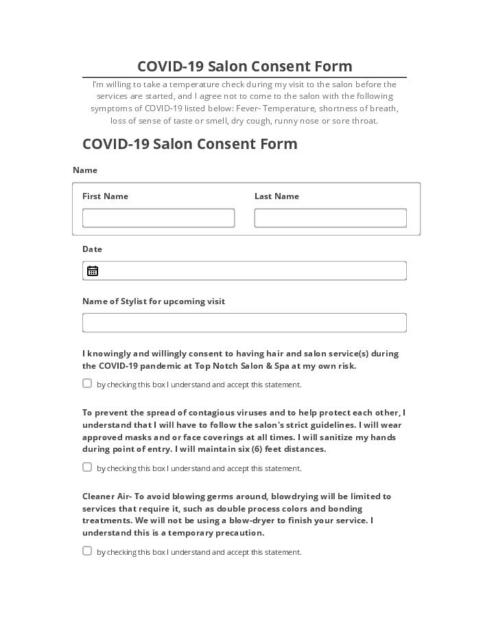 Incorporate COVID-19 Salon Consent Form in Microsoft Dynamics