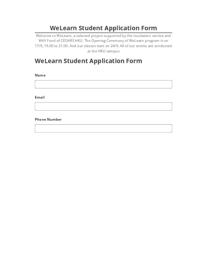 Incorporate WeLearn Student Application Form in Microsoft Dynamics
