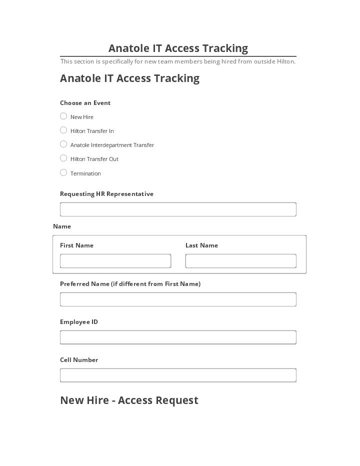 Manage Anatole IT Access Tracking