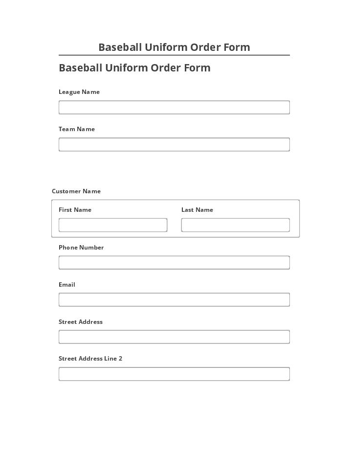 Incorporate Baseball Uniform Order Form in Salesforce