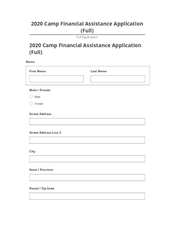 Incorporate 2020 Camp Financial Assistance Application (Full) in Microsoft Dynamics