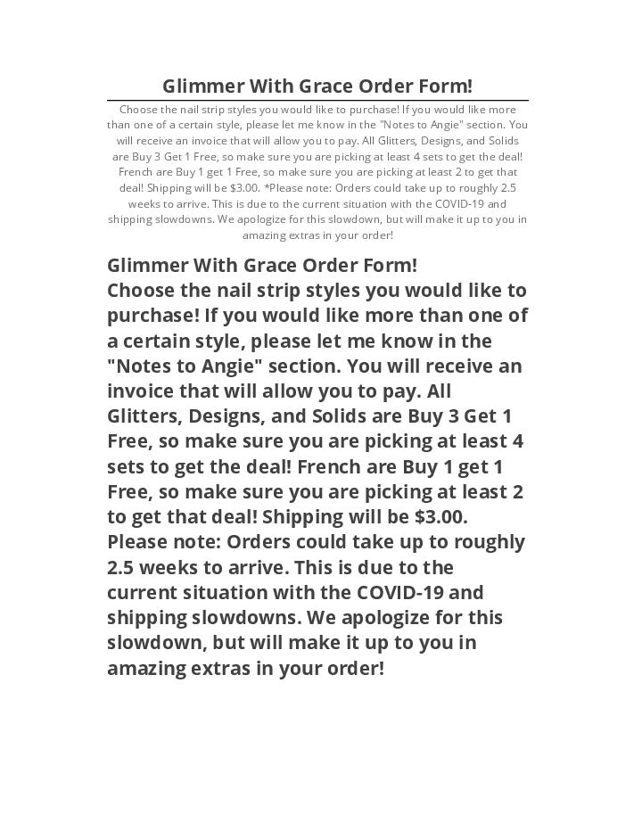 Export Glimmer With Grace Order Form! to Microsoft Dynamics