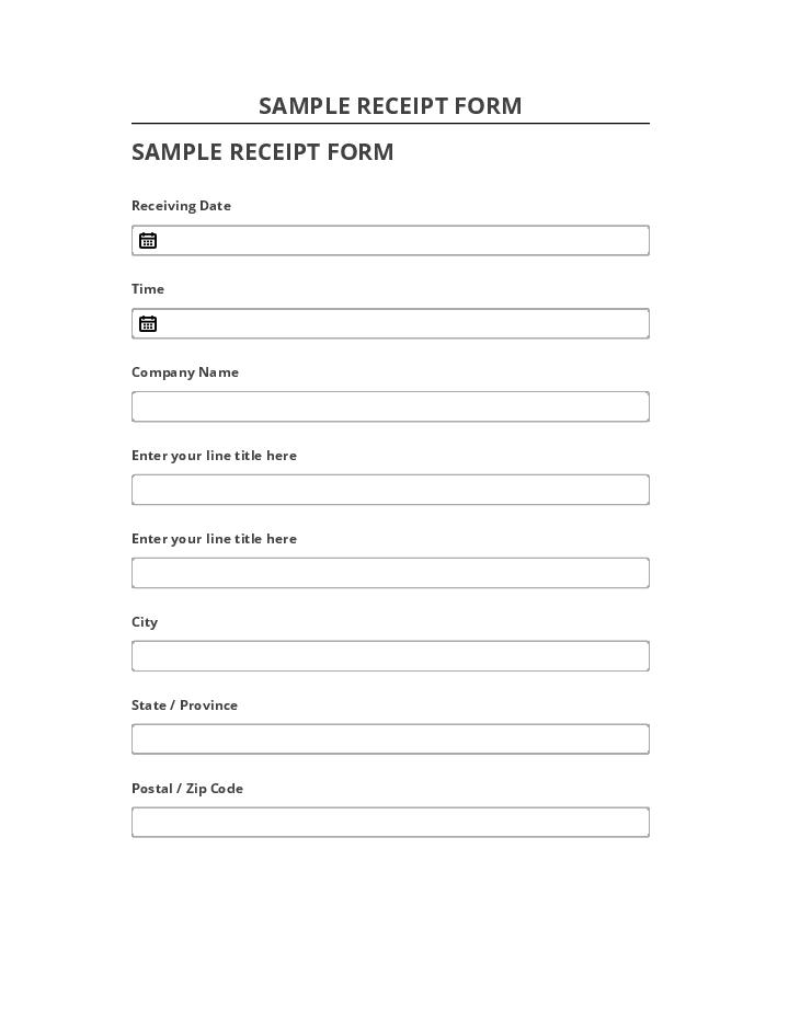 Incorporate SAMPLE RECEIPT FORM in Netsuite