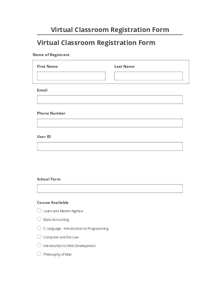 Synchronize Virtual Classroom Registration Form